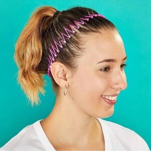 1 set of 4 Rhinestone ZigZag Circle Headbands with Teeth Black Brown Gray Blue